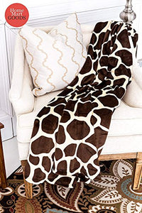 Ultra Soft Micro Plush Flannel Bed Blanket (Queen 80"x80", Giraffe Skin Print) - EK CHIC HOME