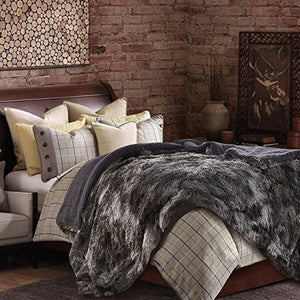 Super Soft Shaggy Fuzzy Fur Fluffy Faux Fur Warm Elegant Cozy with Sherpa  Print Dark Gray Throw Blanket (50" x 65") - EK CHIC HOME