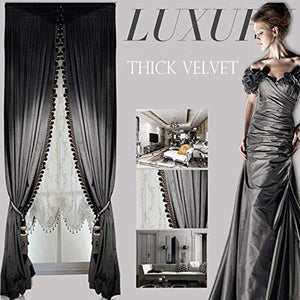 Luxury Curtain Blackout Velvet 2 Panels Curtains Set (50W×96L)×2) - EK CHIC HOME