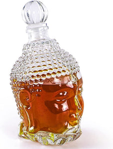 Glass Decanter with Airtight Stopper, Unique Buddha Shaped Design - EK CHIC HOME
