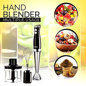 Premium Hand Blender with 8" Removable Blending Arm - 2 Touch Speed Adjustable - EK CHIC HOME