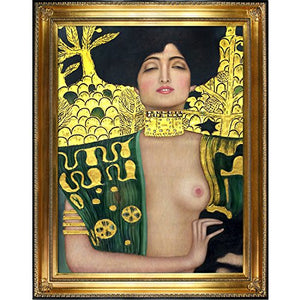 Judith Klimt I Metallic Embellished Artwork By Gustav Klimt With Regency Gold Frame - EK CHIC HOME