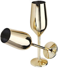 Load image into Gallery viewer, Stainless Steel Champagne Flutes Glass Set of 2,(gold) - EK CHIC HOME