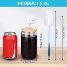 Load image into Gallery viewer, 20 Pack Beer Can Glass Cups with Bamboo Lids and Glass Straws 16oz Clear Drinking Glass Tumbler Can Shaped Glass Cups Reusable Cute Glass Jars for Iced Coffee Cup Cocktail Soda Tea,Water - EK CHIC HOME