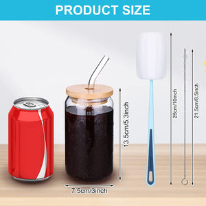 20 Pack Beer Can Glass Cups with Bamboo Lids and Glass Straws 16oz Clear Drinking Glass Tumbler Can Shaped Glass Cups Reusable Cute Glass Jars for Iced Coffee Cup Cocktail Soda Tea,Water - EK CHIC HOME