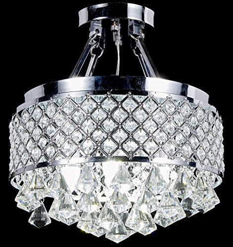 4-light Chrome Finish Round Metal Shade Crystal Chandelier - EK CHIC HOME