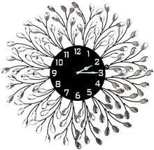 Load image into Gallery viewer, Crystal Metal Vine Wall Clock, Diameter 25&quot;, 9.50&quot; Black Large Arabic Numerals - EK CHIC HOME