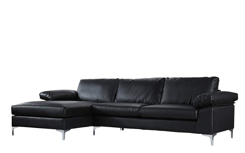 Modern Large Faux Leather Sectional Sofa, L-Shape Couch with Extra Wide Chaise Lounge - EK CHIC HOME