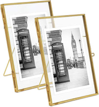 Load image into Gallery viewer, 4x6 (2-Pack), Antique Gold, Vintage Style Brass and Glass, Metal Floating - EK CHIC HOME