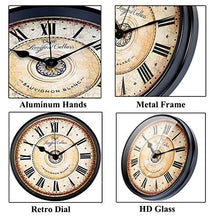 Load image into Gallery viewer, 12 inch Black Wall Clock European Style Retro Vintage Clock Non - Ticking - EK CHIC HOME