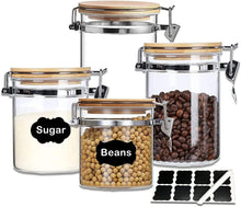 Load image into Gallery viewer, Glass Storage Jar With Clip Seal Wooden Lid ,4PC Set of Airtight - EK CHIC HOME
