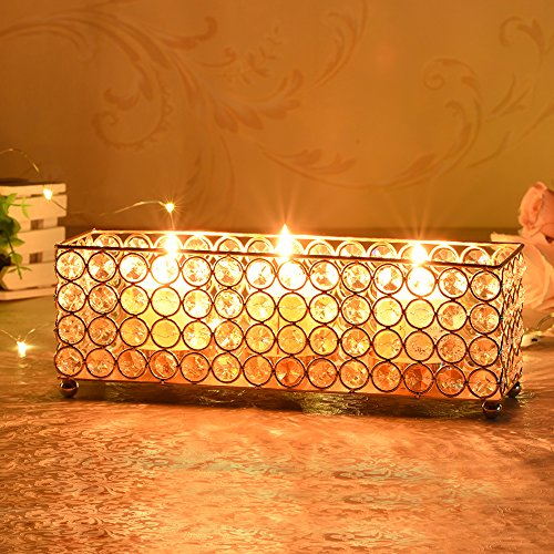 Gold Crystal Candle Holders Tray - EK CHIC HOME