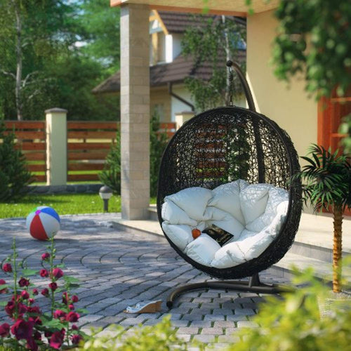 Encase Wicker Rattan Outdoor Patio Porch Lounge Egg - EK CHIC HOME