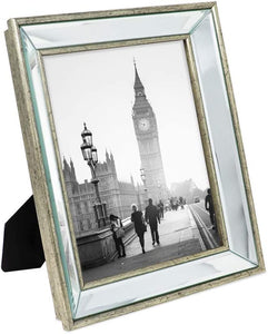 8x10 Gold Beveled Mirror Picture Frame with Deep Slanted Angle - EK CHIC HOME