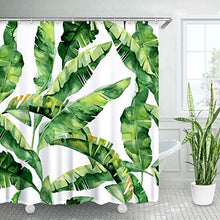 Load image into Gallery viewer, Tropical Shower Curtain, Green Banana Palm Leaf Fabric - EK CHIC HOME
