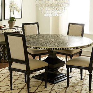 Bone Inlay Floral Big Dining Table Handmade Inlay Furniture - EK CHIC HOME