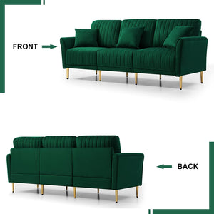 78.7 Inch Mid-Century Sofa Couch Upholstered Velvet - EK CHIC HOME