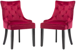 (Set of 2),Leisure Velvet Tufted Chairs with Armrest,Solid Wooden Legs - EK CHIC HOME