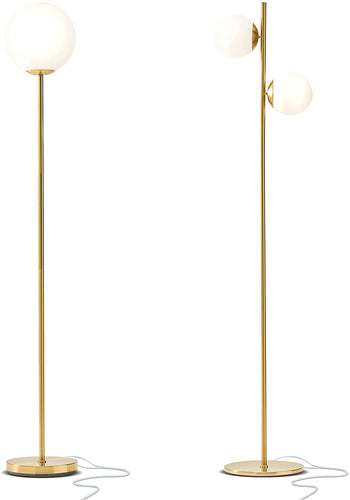 Globe Floor Lamps Set of 2 - Luna and Sphere Frosted Glass - EK CHIC HOME