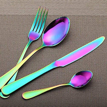 Load image into Gallery viewer, 24-Piece Rainbow Color Flatware Set, Stainless Steel Titanium Colorful Plated Set - EK CHIC HOME