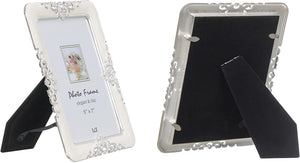 Silver Metal with Ivory Enamel and Crystals 5 x 7 Inch Photo Frame - EK CHIC HOME
