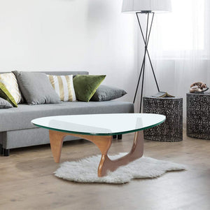 Triangle Glass Coffee Table Vintage Glass End Table - EK CHIC HOME