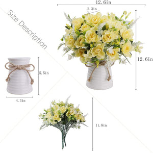 Artificial Flowers with Vase Fake Silk Flowers in Vase Gardenia Flowers - EK CHIC HOME