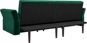 Belffin Velvet Convertible Futon Sofa Bed Memory Foam Futon Couch Sleeper Sofa Green - EK CHIC HOME