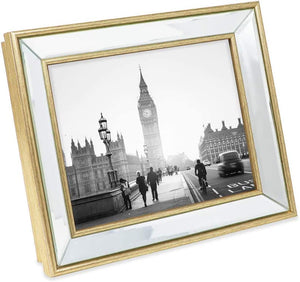 8x10 Gold Beveled Mirror Picture Frame with Deep Slanted Angle - EK CHIC HOME