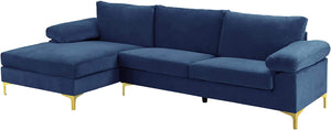 Modern Sectional Sofa L Shaped Velvet with Extra Wide Chaise - EK CHIC HOME
