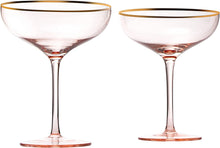 Load image into Gallery viewer, Colored Blush Pink &amp; Gilded Rim Coupe Glass, Large 9oz - EK CHIC HOME