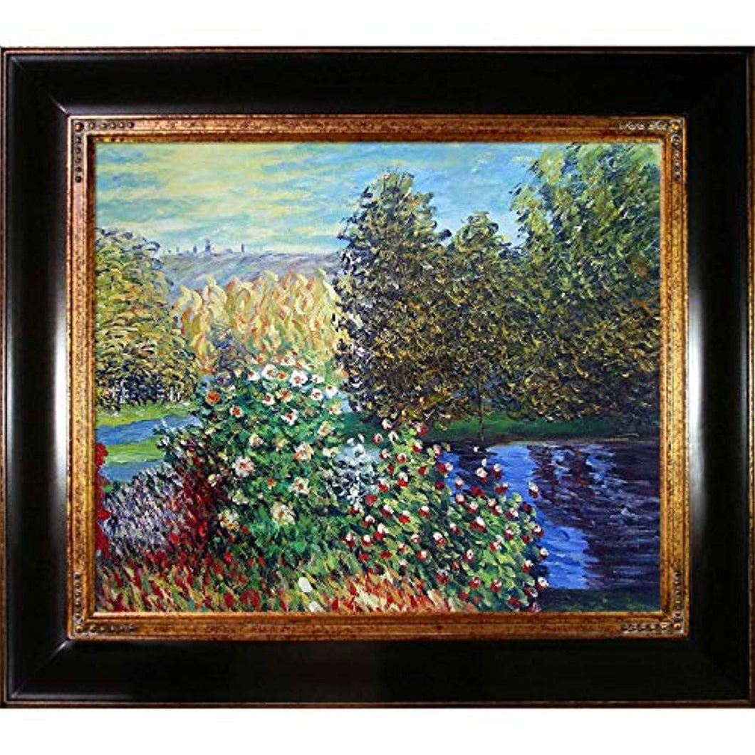 Hand-Painted Reproduction of Claude Monet Corner of the Garden at Montgeron Framed Oil Painting, 20 x 24 - EK CHIC HOME