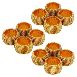 Handmade Beaded Napkin Rings, Gold (Set of 12) - EK CHIC HOME