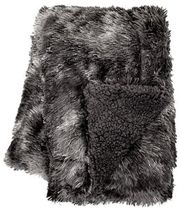 Super Soft Shaggy Fuzzy Fur Fluffy Faux Fur Warm Elegant Cozy with Sherpa  Print Dark Gray Throw Blanket (50" x 65") - EK CHIC HOME