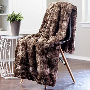 Super Soft Luxurious Fluffy Plush Hypoallergenic Blanket (60" x 70") - Chocolate - EK CHIC HOME