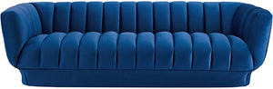 Vertical Channel Tufted Performance Velvet Sofa Couch in Navy - EK CHIC HOME