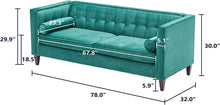 Load image into Gallery viewer, 78&#39;&#39; W Velvet Mid-Century Sofa with Bolster Pillows - EK CHIC HOME