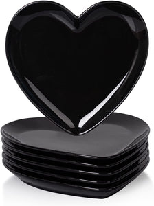 Heart Shaped Porcelain Dessert Salad Plates- 6 Pack, 7.3 Inch - EK CHIC HOME