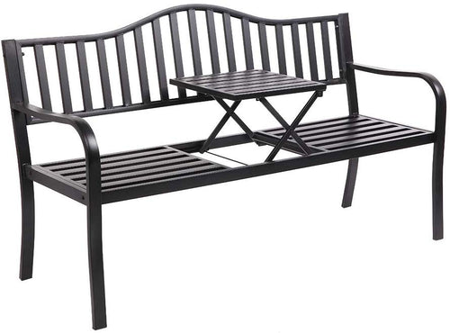 Patio Garden Bench Table Outdoor Metal Park Benches - EK CHIC HOME