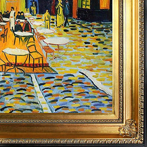 Cafe Terrace at Night by Vincent Van Gogh Hand Painted Oil on Canvas with Regency Gold Frame - EK CHIC HOME