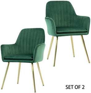 Set of 2 Elegant Velvet Dinning Chair Mid-Back Support - EK CHIC HOME