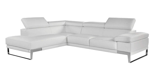 White Premium Italian Leather Sectional Sofa Modern Contemporary (Right) - EK CHIC HOME