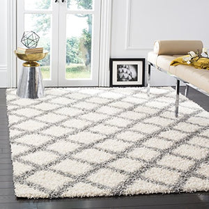 Dallas Shag Collection  Ivory and Grey Area Rug (8' x 10') - EK CHIC HOME