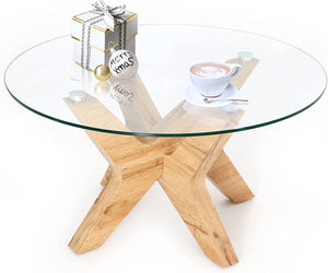 Round Glass Coffee Tables for Living Room, 31.5 in - EK CHIC HOME