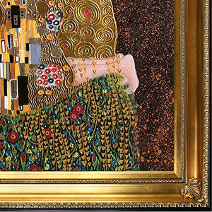 The Kiss Fullview Metallic Embellished Artwork By Gustav Klimt with Regency Gold Frame - EK CHIC HOME