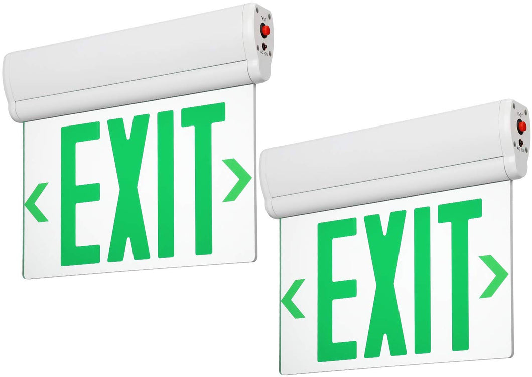 LED Edge Lit Green Exit Sign Single Face - Rotating Panel- Pack of 2 - EK CHIC HOME