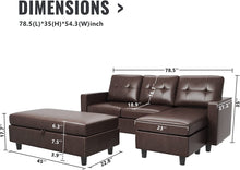 Load image into Gallery viewer, Leather Sectional Couch with Ottoman Sofa Set with Chaise (Brown) - EK CHIC HOME