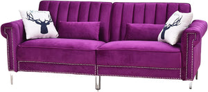 Convertible Velvet Upholstered Sofa, Sleeper, 85'' - EK CHIC HOME