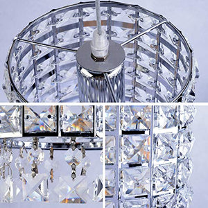 Plug in Modern Crystal Chandelier Swag Pendant Light with Clear 16.4' Cord - EK CHIC HOME