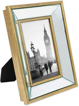 Load image into Gallery viewer, 8x10 Gold Beveled Mirror Picture Frame with Deep Slanted Angle - EK CHIC HOME